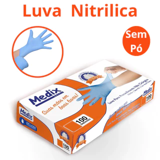 Luva Nitrilica Sem Pó Descartável Resistente Nitrílica Azul em Oferta na Shopee
