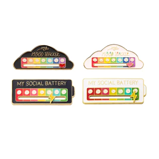 Pin My Social Battery Broche Bateria Social Mood Tracker Pino Deslizante