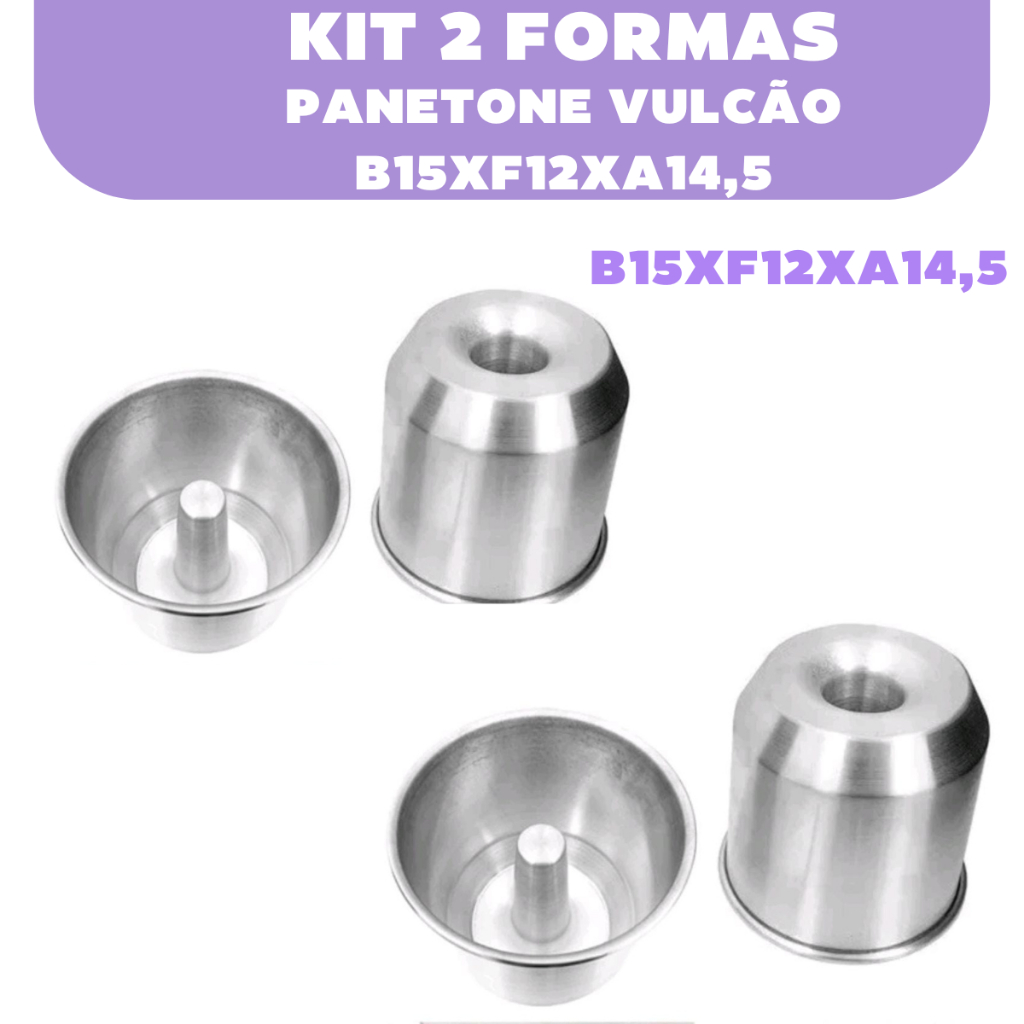 Kit 2 Formas Panetone Trufado Vulcão B15xF12xA14,5 400g A 50