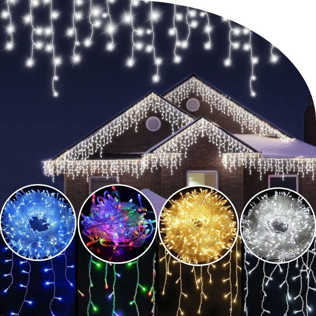 Pisca Cascata 240 Leds 110v 8 Funções ou Fixo 4,3M Natal para festas e decoração 240 Cascata - Envio Imediato