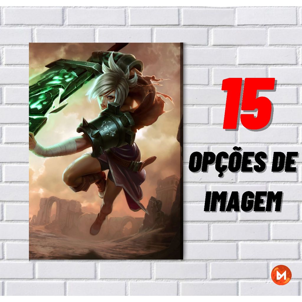 LoL - RIVEN | Placa Decorativa | Quadros Decorativos | LEAGUE OF LEGENDS