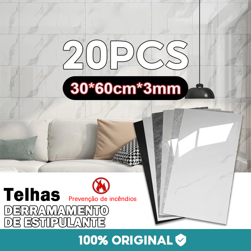 Kit 20 Painel Placa Vinílico Adesivo Autocolante Mármore Madeira 30 x 60cm