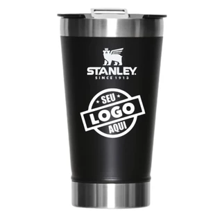 COPO térmico Personalizado a laser com seu time nome logo 473 ml para cerveja café inox PRETO