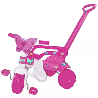 Triciclo Velotrol Motoca Infantil Butterfly Rosa com Haste Removível - Magic Toys 2571