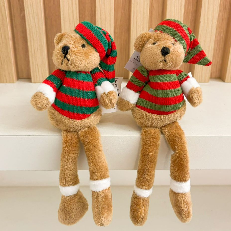 enfeite decorativo natal pend urso com gorro cachecol de árvore 11/15CM