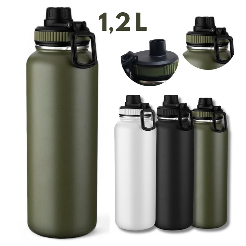 Garrafa Térmica de Água 1.200L Parede Dupla em Inox Grande Capacidade Academia Feminina Masculina