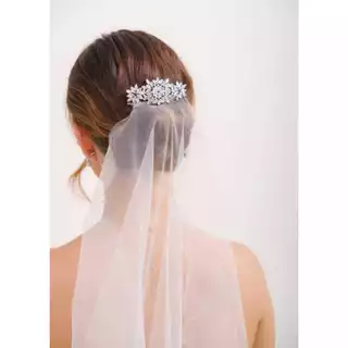 Enfeite Noiva Arranjo Zircônia Prata Vintage para Penteado Noiva Casamento Festa + Pente