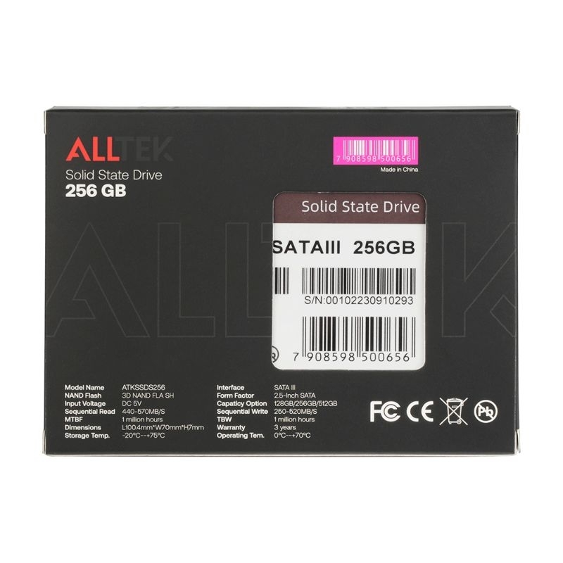 SSD Alltek 2.5 SATA III 6 Gbs - ATKSSDS 256GB