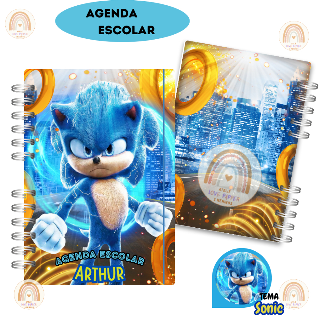 Agenda Escolar Sonic - Tapa Dura De Goma, 10 Meses Sin Fecha, 19x14.5x2 Cm, Diseño Sonic Y Friends
