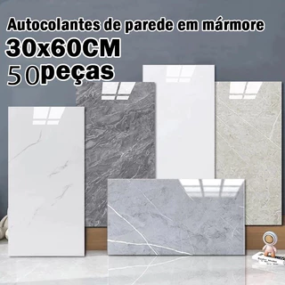 Kit 50 Placas Mármore Vinílico Adesivo 60x30 Lavável