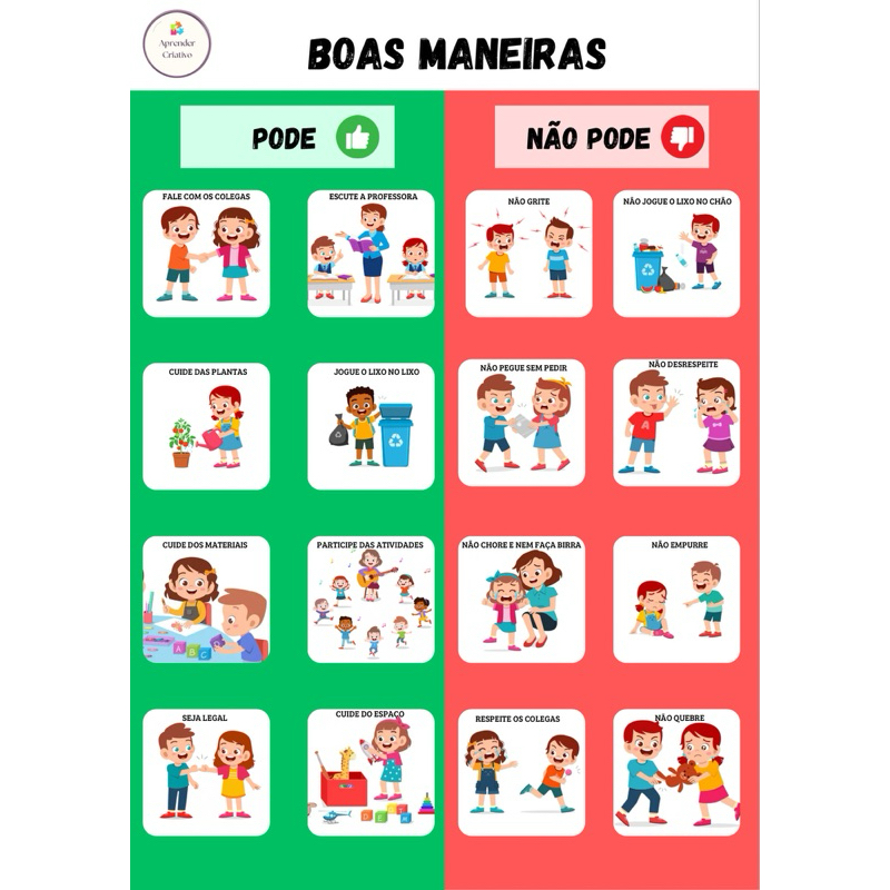 Regras-tamanho A4-boas maneiras-sala de aula-apoio visual-rotina ...