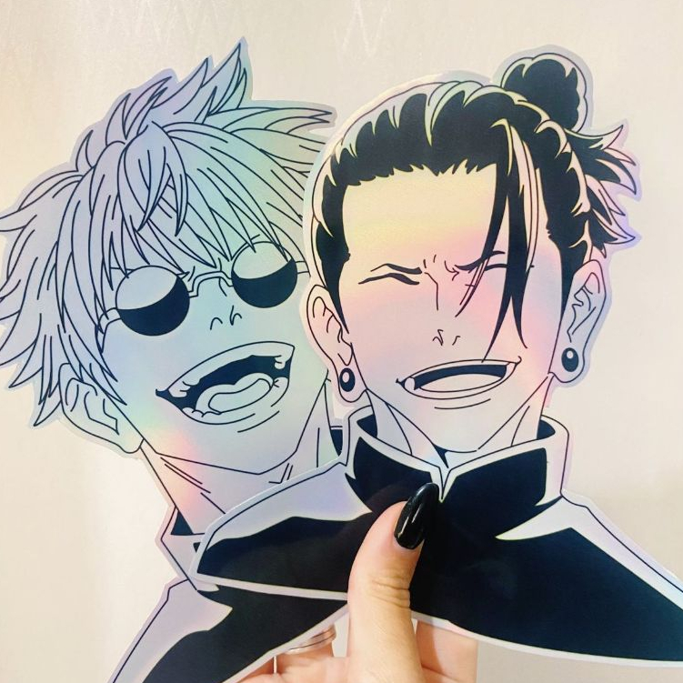 Adesivo Holográfico Anime Jujutsu Kaisen Stickers Anime Satoru Gojo, Geto
