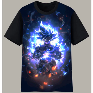 Camiseta Anime Goku Instinto Superior Dragon Ball Unissex – Modelo Azul