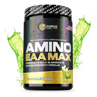 Aminoacidos Essenciais Eaa Max Bcaa + Eaa9 Suplemento Pre, Pós E Intra Treino 300g Sabor Maça Verde | Force Full Labz