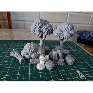Kit Cenário de Floresta para RPG - Arbustos e Troncos em Impressão 3D"