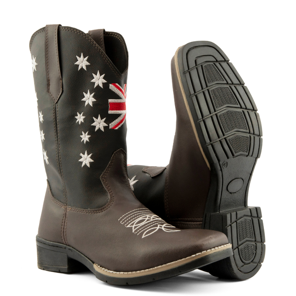 Bota Texana Masculina Rustina Bico Quadrado Country Festa Peão | Shopee ...