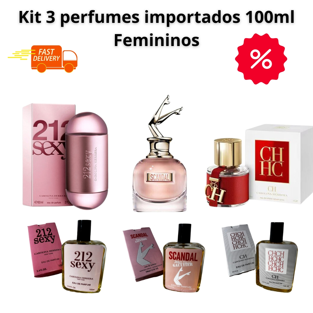 Kit 3 Perfumes Importados 100ml Femininos | Shopee Brasil