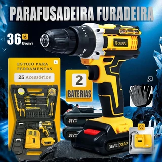 Kit Parafusadeira Furadeira 21/36v 2 Baterias 35Nm Com Maleta Completo