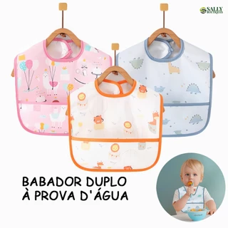 KIT 4 KIT 2 Babador Migalhas Bebes Bibs Duplos À Prova D'Água Infantil Blw Impermeável Menino Menina em Oferta na Shopee