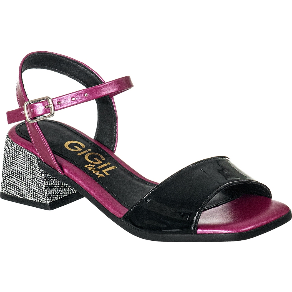 Sandália Infantil GiGiL Teen Menina Salto Baixo Grosso Strass