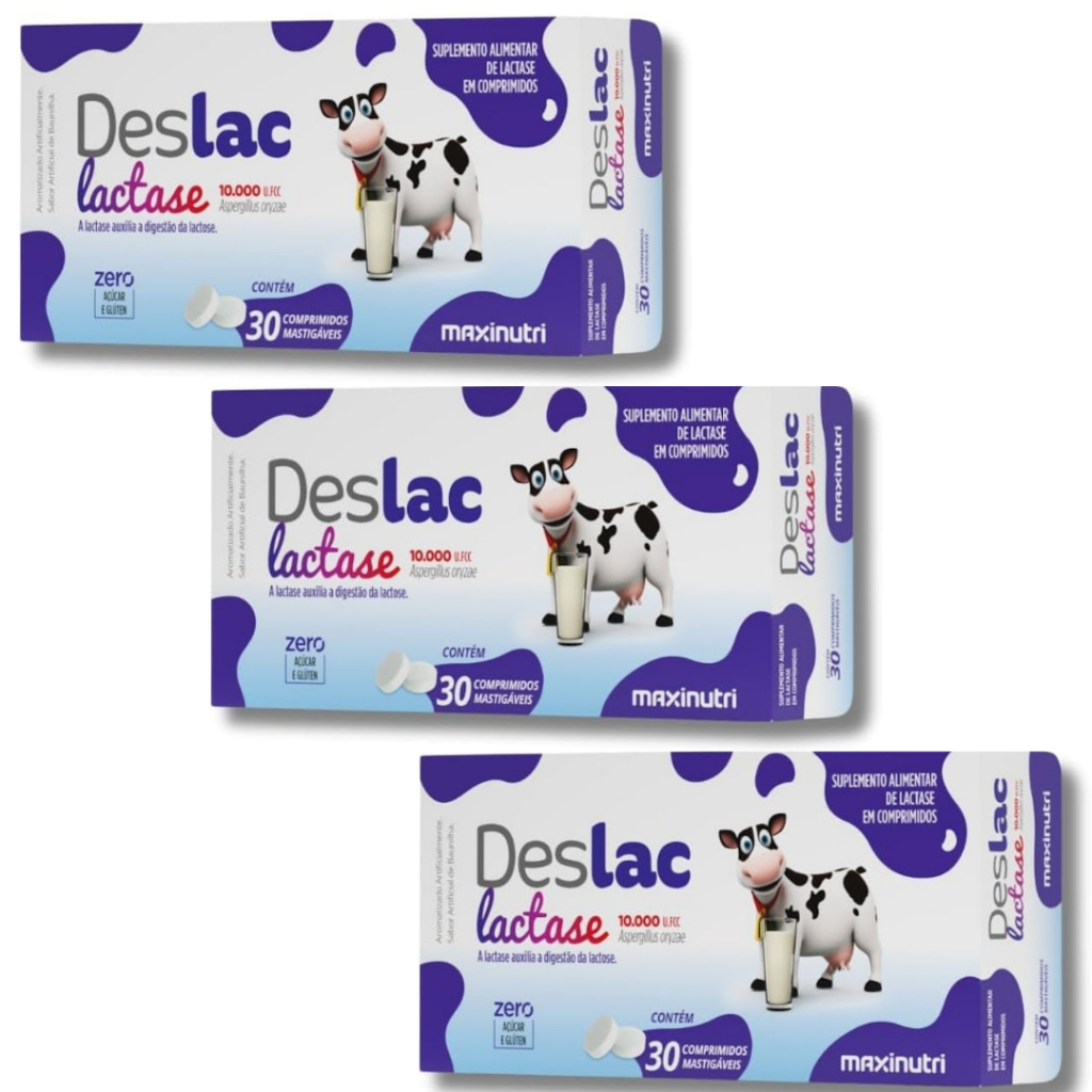 Combo de 2 Deslac Lactase 30 Comprimidos Mastigáveis Maxinutri | Shopee ...