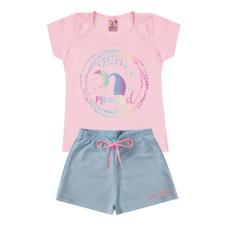 Conjunto Infantil Feminino Shorts e Baby Look Menina L17