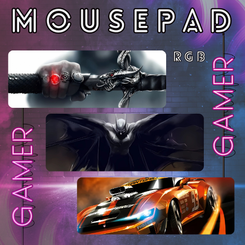 Mouse Pad Gamer Rgb Estampado Grande 800x300x4mm Borda Iluminada Led RGB 7 Cores Original com Hub