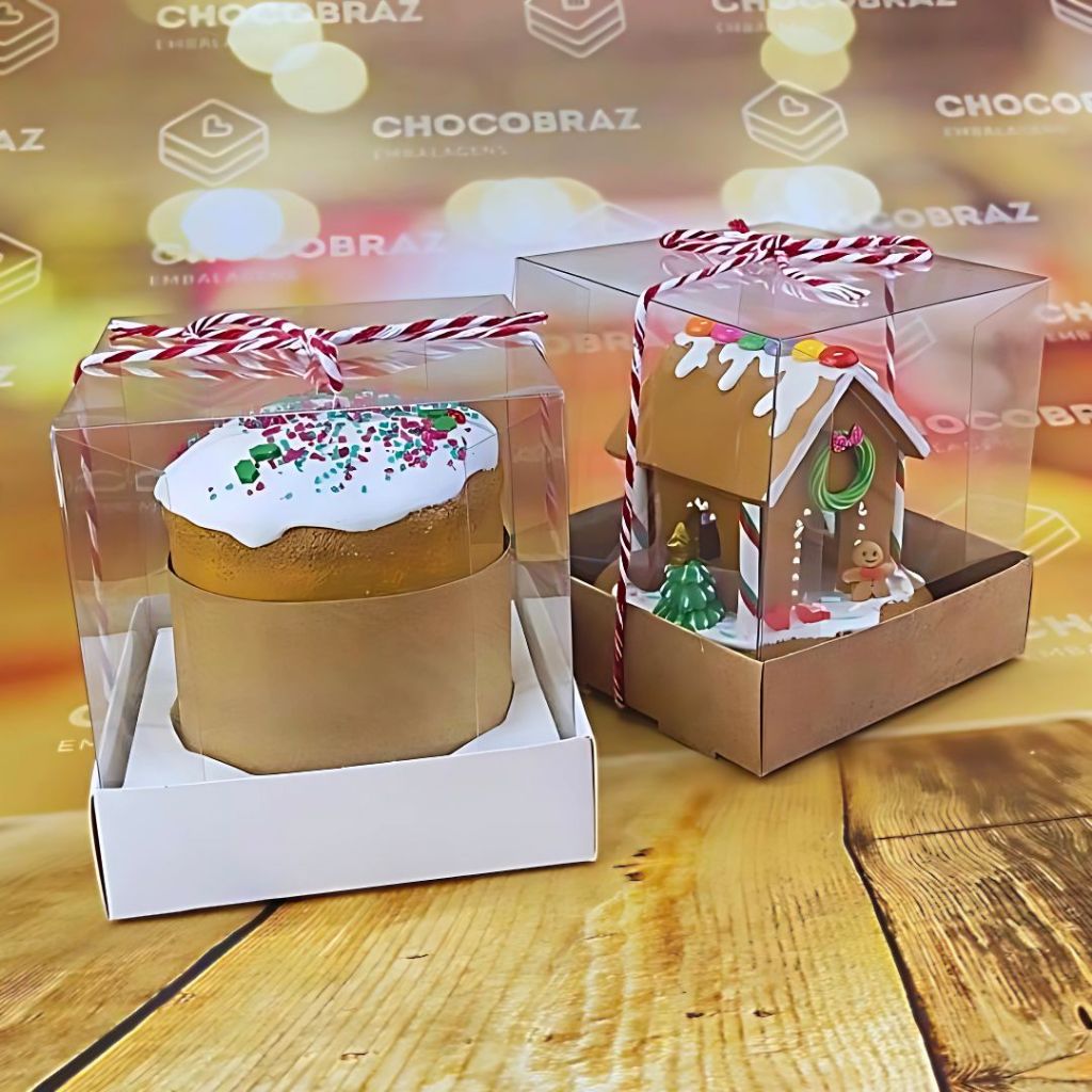 50 Caixas para mini Panetone ou Bolo 100g NATAL 2024 10x10x10 OFF