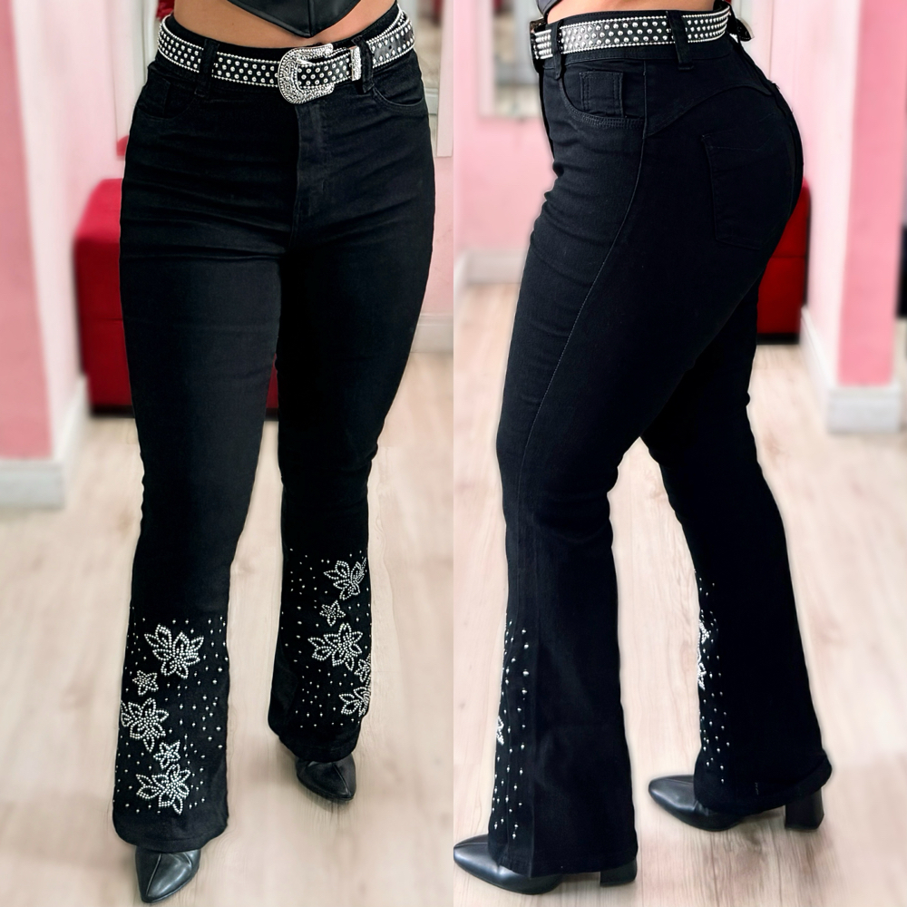 Rodeio CalÃ§a Country Feminina Preta Calça Flare Jeans Feminina