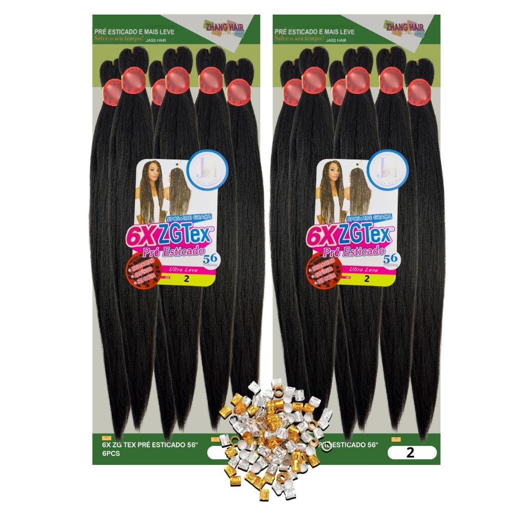 Kit 2 Cabelo Jumbo Jumbão ZGtex Fibra Yaki antibacteriana Box