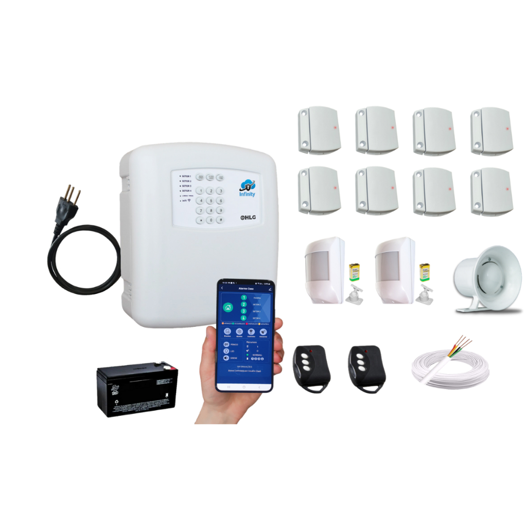 Kit de Alarme Residencial Wifi c/ APP Infinity c/ 8 Sensores Mag e 2 ...