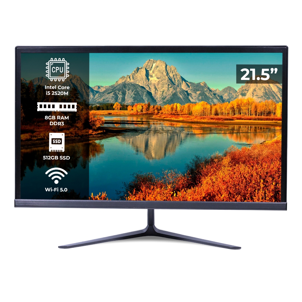 Computador All in One PC CPU I5-2520M Memória 8GB DDR3 SSD 512GB 21,5P 1920x1080 Gráficos HD Intel