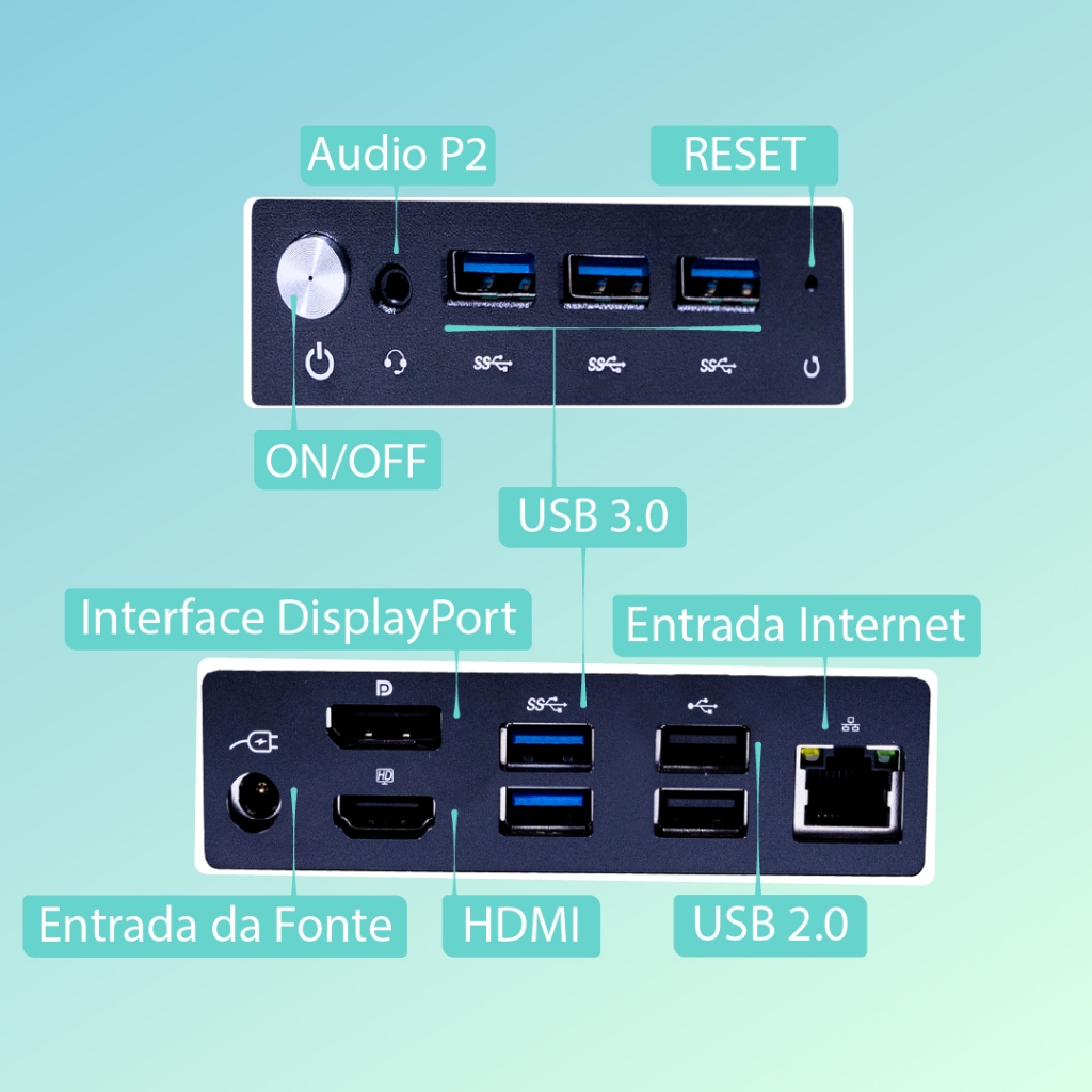 Mini Computador Portátil PC Processador Intel i5-6200U 2.8Ghz