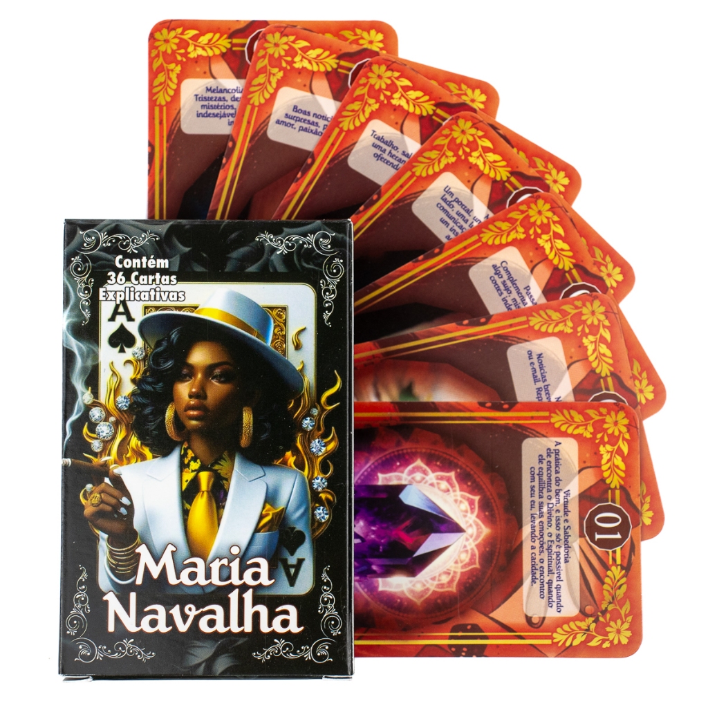 Tarô Baralho Maria Navalha 36 Cartas Explicativas | Shopee Brasil