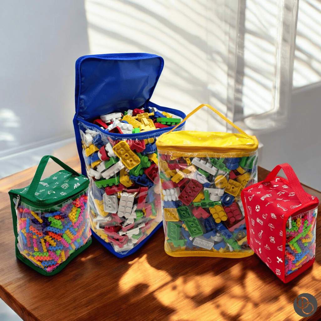 Kit 3 Organizador Brinquedo Baú Blocos Montar Brinquedoteca Quarto Infantil P, M, G