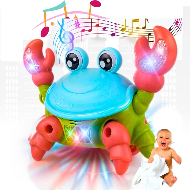 Caranguejo Fujão Brinquedo Kit 2Un Musica Luz E Movimento- Interativo -Anda Sozinho-Infantil/Não Contém Peças Pequenas