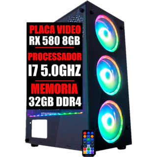 Pc Gamer Intel I7 10 Geração / Placa Video Rx 580 8GB Ddr5 / 32gb Ram Ddr4 / Ssd 480gb