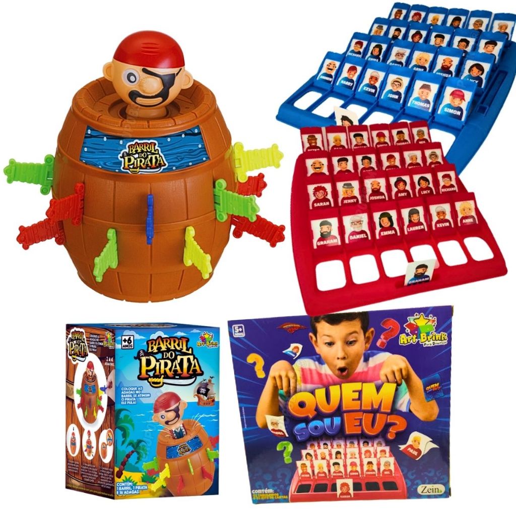 Kit jogos de tabuleiro infantil educativos Barril Pula Pirata presente ...