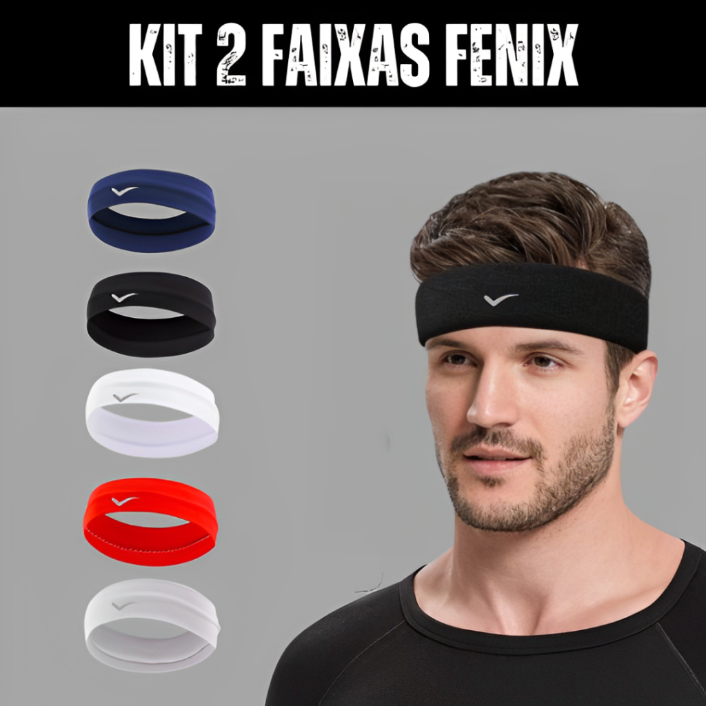 Kit com 2 testeiras anti suor faixa para cabelo envio em 24h esportes fenix