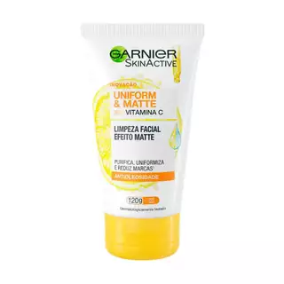 Limpeza Facial Garnier Uniform & Matte Vitamina C Antioleosidade, 120g