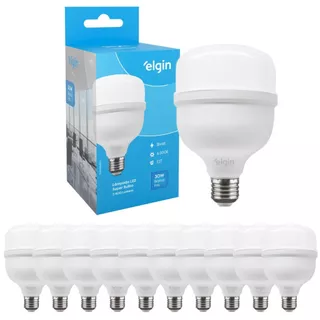 Kit 10 Lâmpadas Super Bulbo Alta Potência Led 40w 6500k - Elgin
