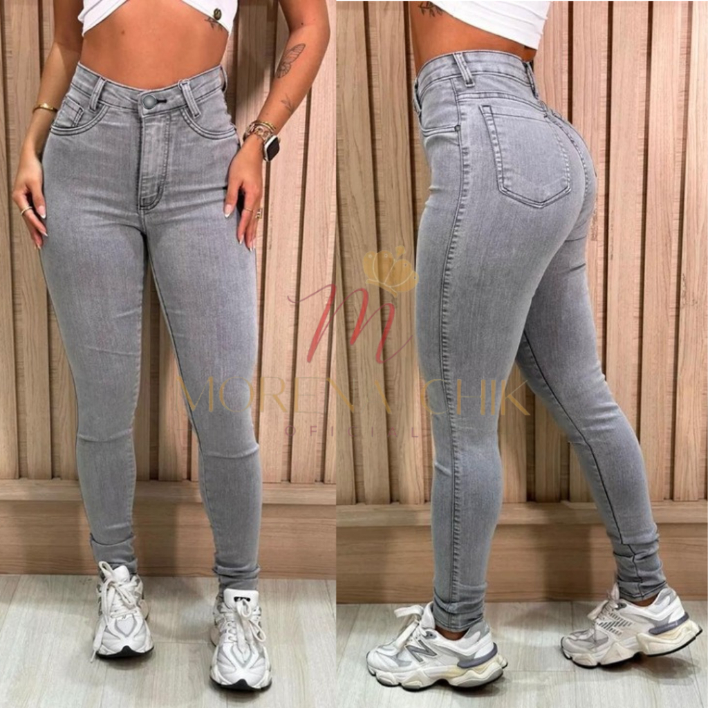 CALÇA MARMORIZADA SAL E PIMENTA GRAFITE JEANS FEMININA SKINNY CINTURA ...