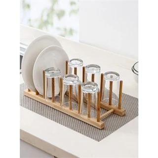 Suporte Escorredor Porta Pratos De Bancada De Bambu 8 Divisorias em Oferta na Shopee