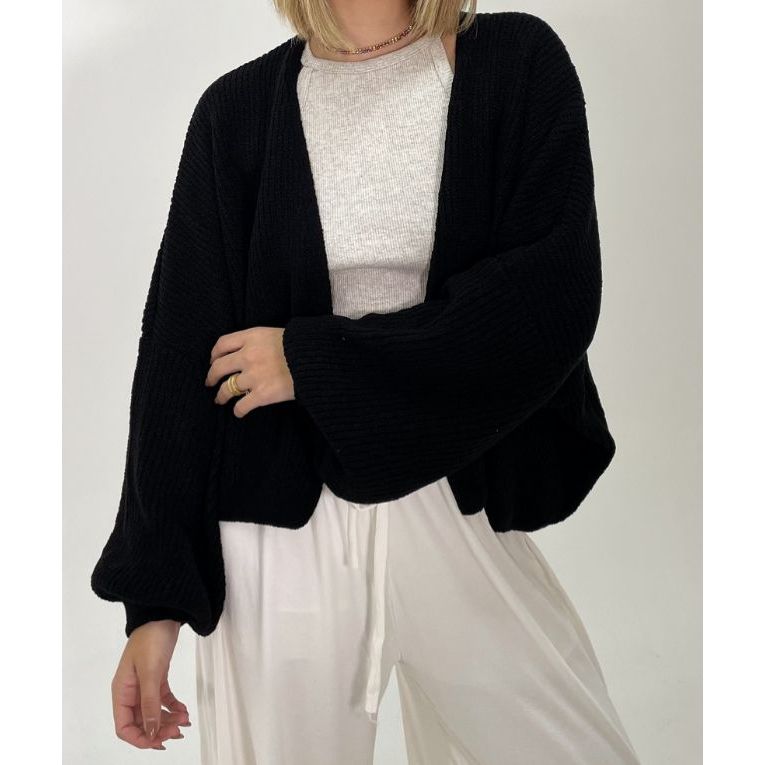 Casaco Curto Mousse Trico Cardigan Feminino Tricô Casaquinho