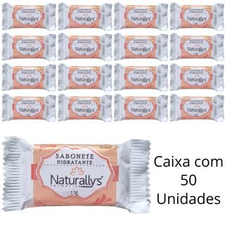 Kit 50 Un De Mini Sabonete Naturallys Com Hidratante Corporal Em Barra De 13g Para Hotel Pousada
