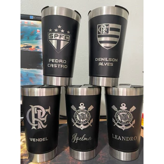 Copo Térmico Personalizado Tampa Abridor 473ml Cerveja Café Inox Gelada Quente Temas / Times Futebol - Anime - Religioso