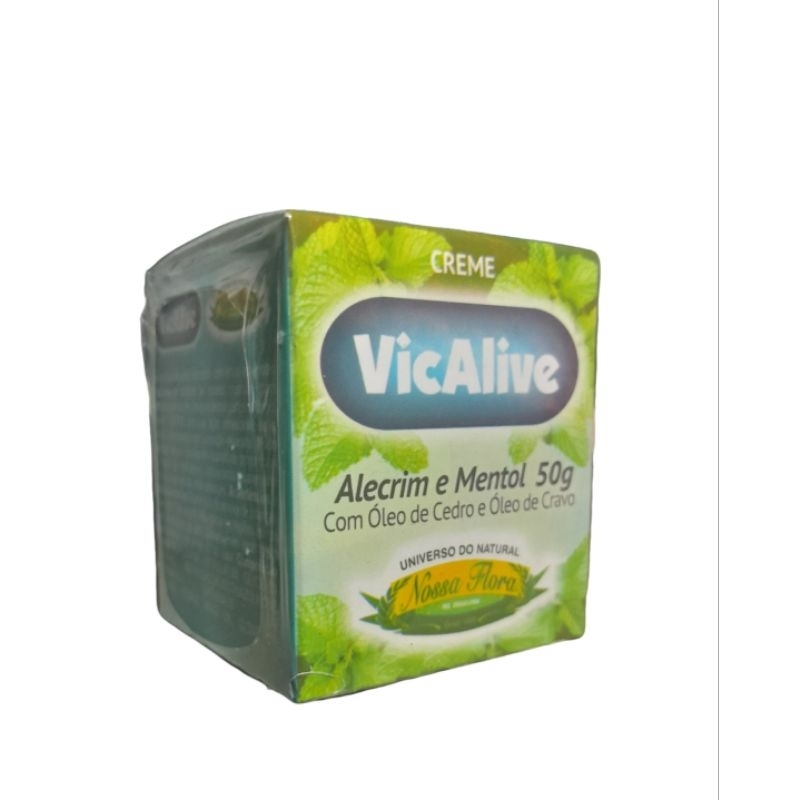 Kit 3 Creme vic alive alecrim e mentol 50g nossa flora | Shopee Brasil