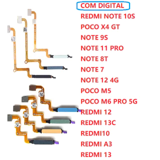 Flex sensor Biometria ( Com Digital ) redmi 10 12 13C A3 POCO M5 M6 PRO NOTE 10S NOTE 9S NOTE 11T PRO NOTE 11 PRO X4 GT