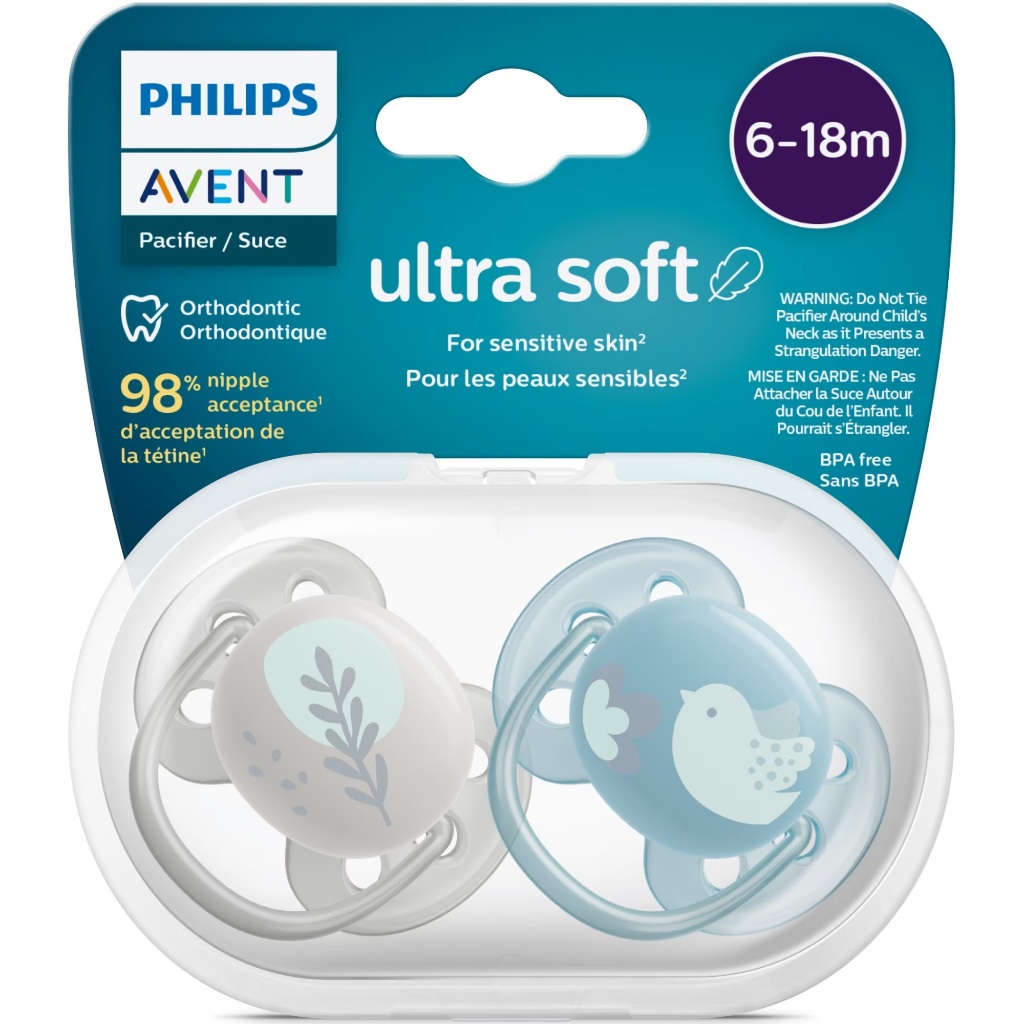 Kit Chupetas Philips Avent Ultra Soft 6 a 18 meses Azul e Cinza SCF091 ...