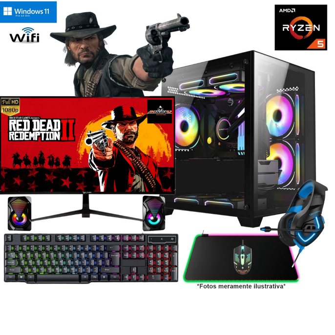 Cpu Gamer Aquário Completo Ryzen 5 + 32GB Ram profissional e gamers